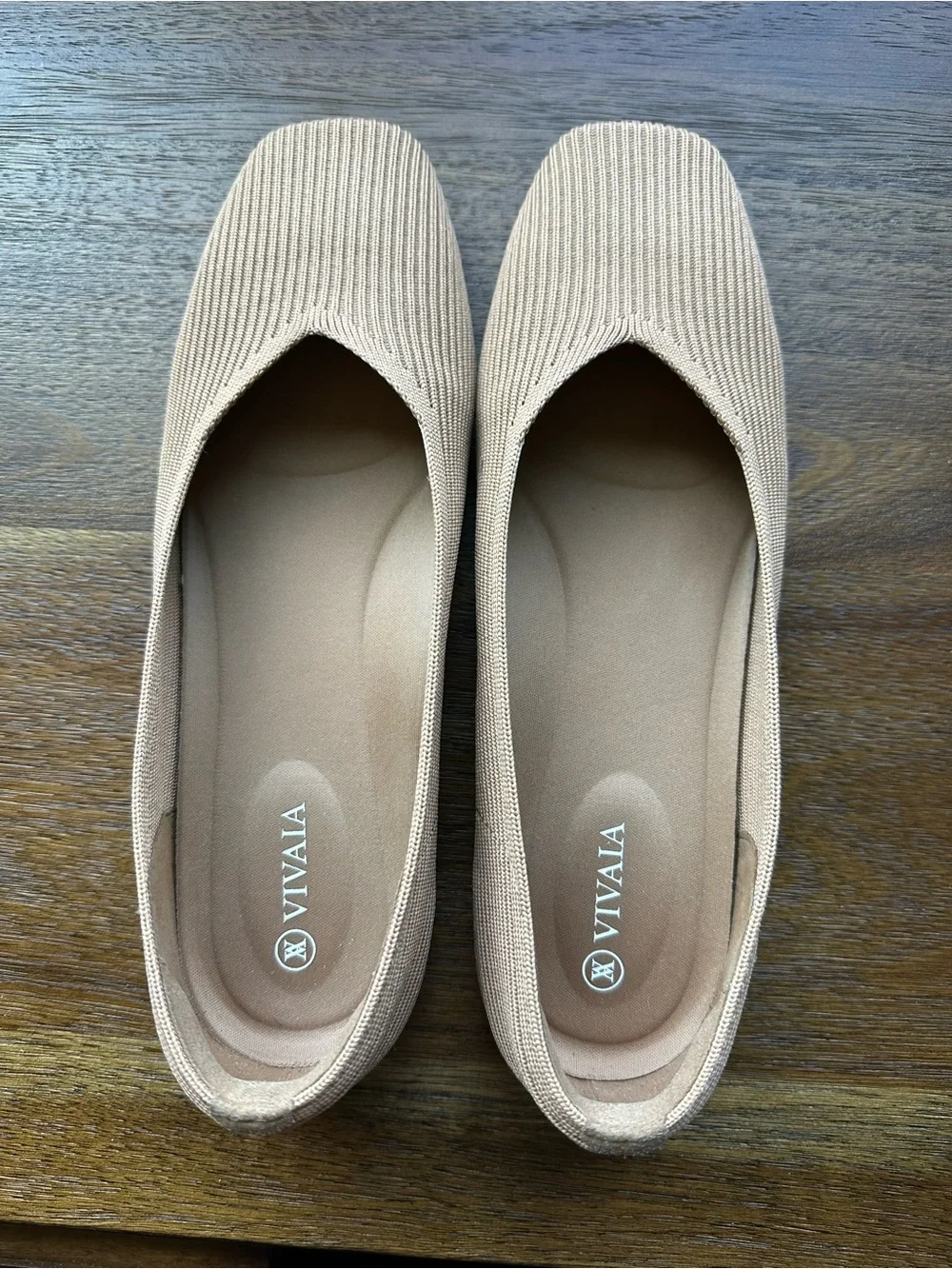 Vivaia Square-Toe V-Cut Margot 2.0 Slip On Ballet Flats in Nutmeg Size 40 (US 9)